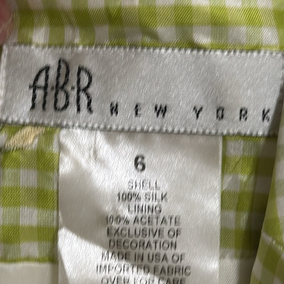 (N4) ABR NEW YORK Women's Two Piece Suit Green, White and Pink Silk  Size 6‎ - Picture 10 of 16